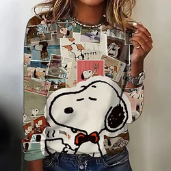 Women's long sleeved T-shirt Kawaii O-neck s-3XL Snoopy cute high-quality 3D printed new youth women's clothing