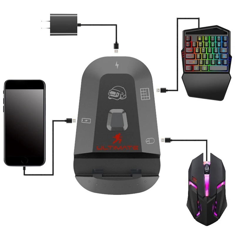 Контроллер PUBG, 2 USB/Bluetooth 5.0, Для геймпада, клавиатуры, мыши, работает с iOS 13.4, Android, ПК