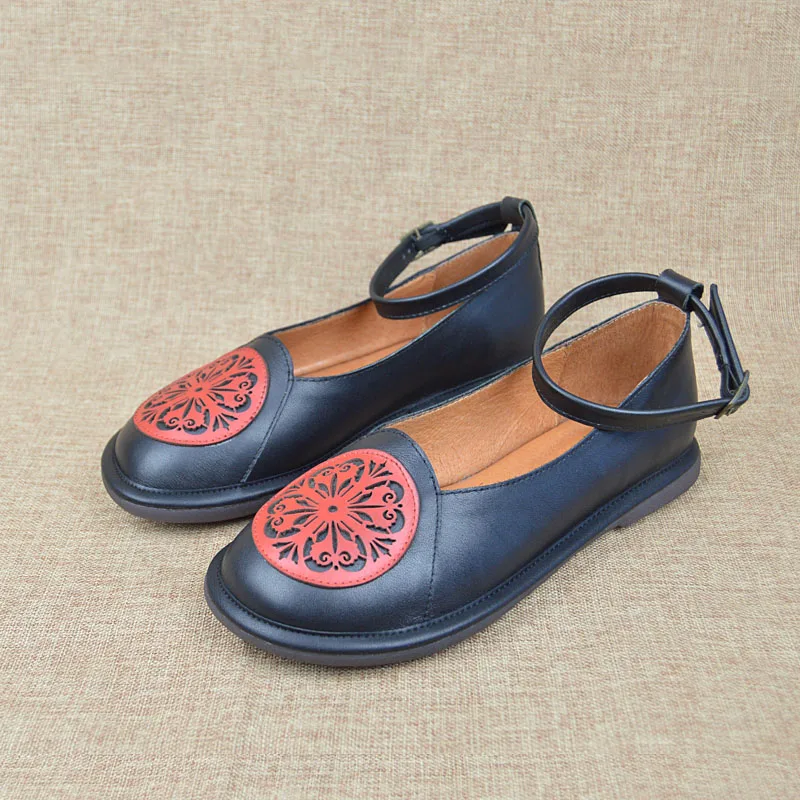 Careaymade-zapatos de piel auténtica para mujer, calzado Vintage de boca baja, cómodos y suaves, hechos a mano