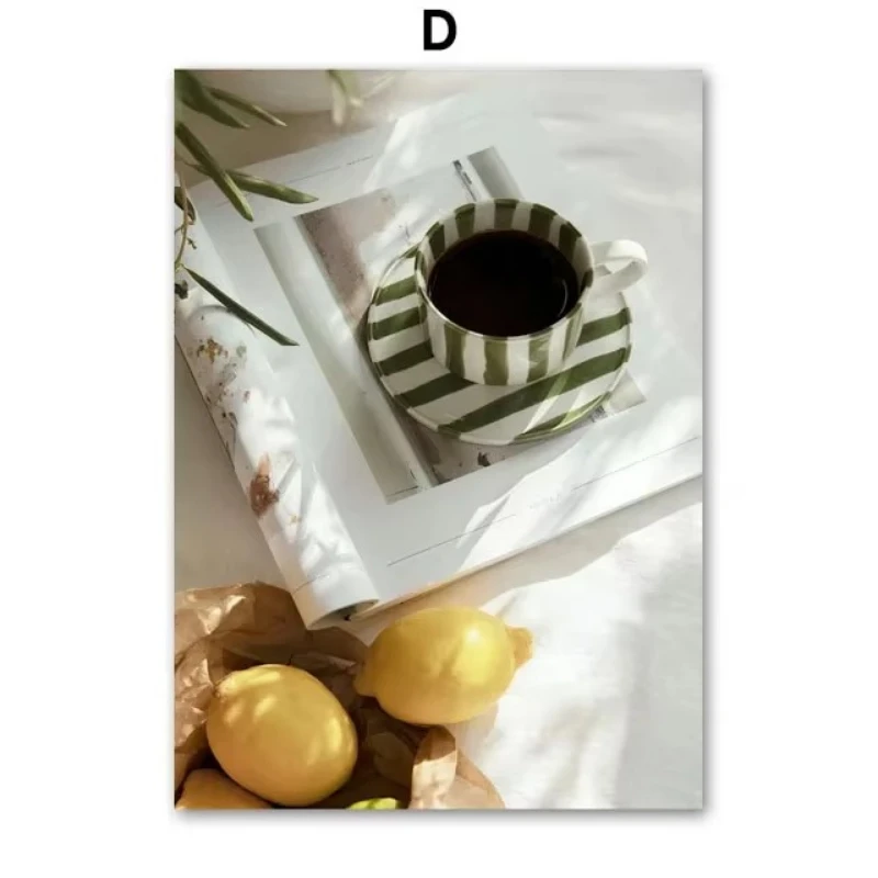 Sunshine Olive Tree สาขาใบสถาปัตยกรรมกาแฟมะนาวโปสเตอร์พิมพ์ภาพวาดผ้าใบ Nordic Wall Art ตกแต่งห้องนั่งเล่น