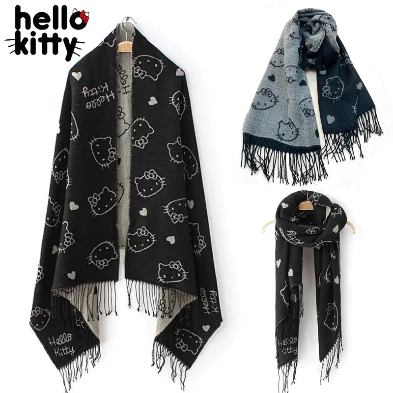 Hello Kitty Women Scarf Fashion Winter Thin Shawls Cute Lady Hijab Stoles Long Scarves Kawaii Female Foulard Thick Blanket Gifts