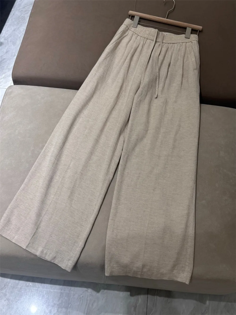 

25 Summer New Women's Thin Linen Casual Multi functional Wide Leg Pants