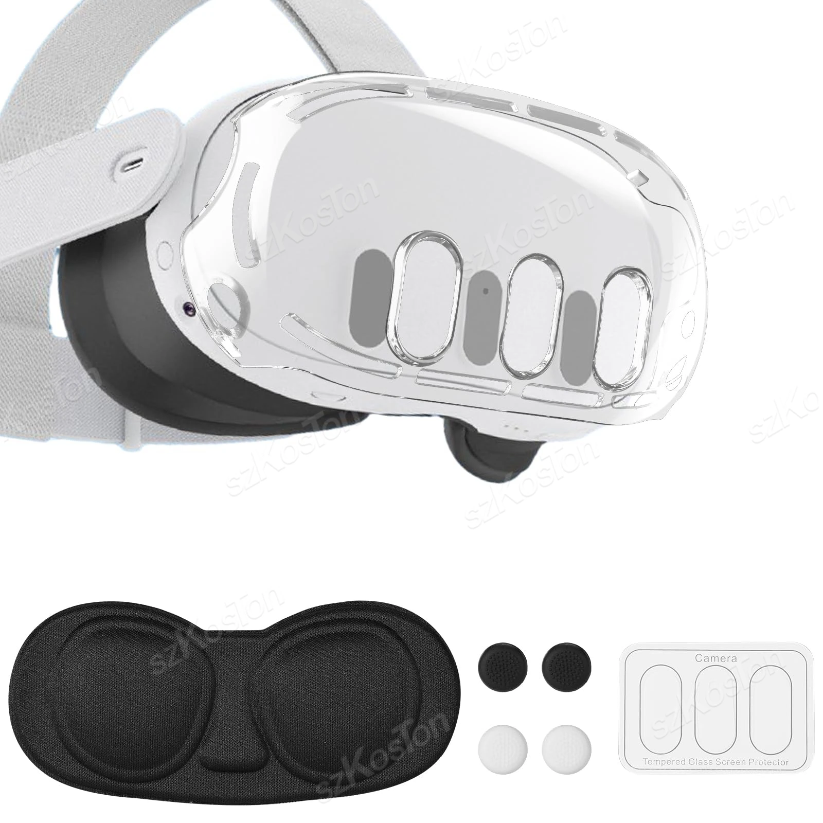 VR Accessories Set for Meta Quest 3 Lens Protector Anti-Scratch Transparent Protective Cover Joystick Caps Lens Cover for Quest3