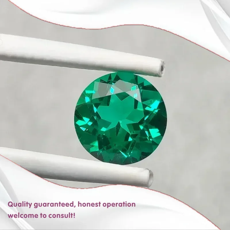 

J-Top Lab Grown Columbia Emerald Круглая форма Драгоценный камень ручной работы VVS1 для изготовления ювелирных колец и сережек на выбор Сертификат AGL