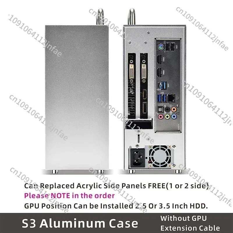 هيكل صغير لألعاب الكمبيوتر S3 ITX من الألومنيوم سعة 5 لتر مع مقبض يدعم rtx3060/13600 كمبيوتر مدمج A4 #3
