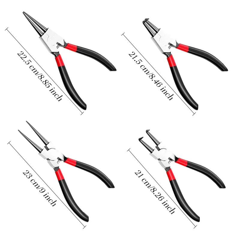 9 inch Snap Ring Pliers Set Internal/External Circlip install uninstall Kits Snap Rings Puller Hand Circlip Plier