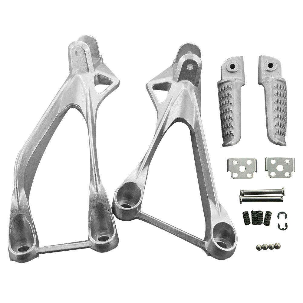 Motorcycle Silver Footpeg Foot Rests Bracket Kit Aluminum Alloy for Kawasaki Ninja ZX6R ZX-6R ZX636 2005-2008  Accessories