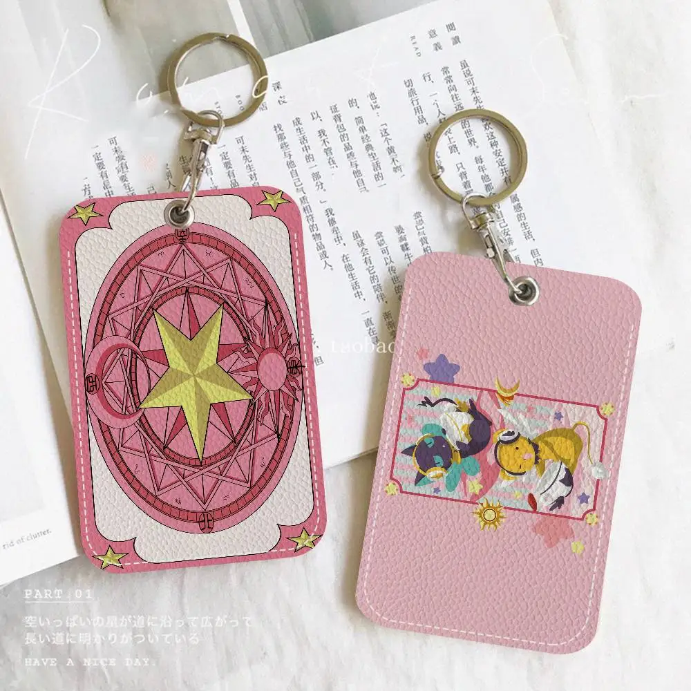 C-Cardcaptor Sakura PU Soft Leather Rectangular Key Card Holder Induction Elevator Protection Cover Youth Faion Accory