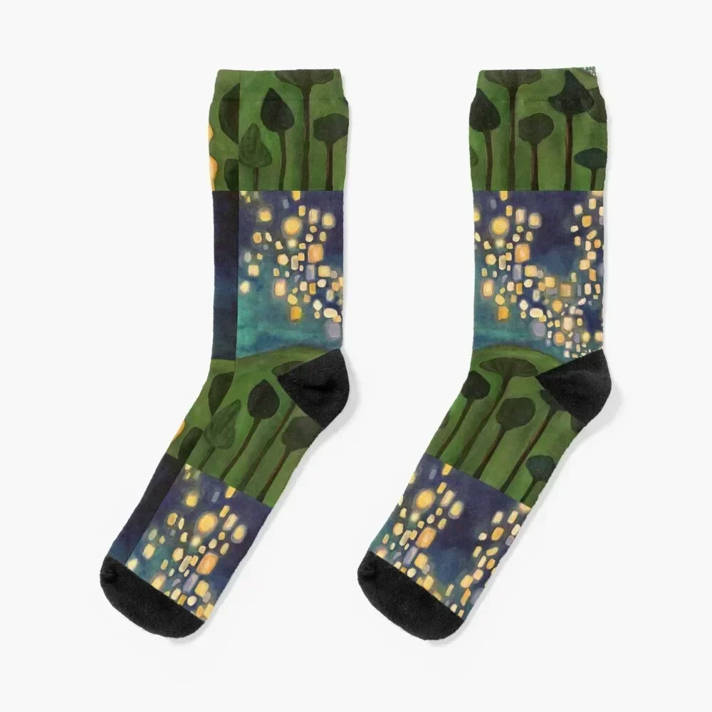 

Tangled Floating Lanterns Socks loose Antiskid soccer new year snow Socks Woman Men's