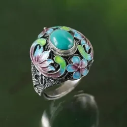 Popular Women's Fashion Elegant Luxury Turquoise Ring Wedding Engagement Party Jewelry Gift