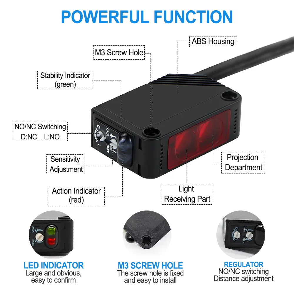 Cloweit 10cm 80cm 2m 5m Detection Diffuse Reflect Through Beam Photoelectric Proximity Sensor Switch E3Z D61 D81 D62 D82 T61 T81
