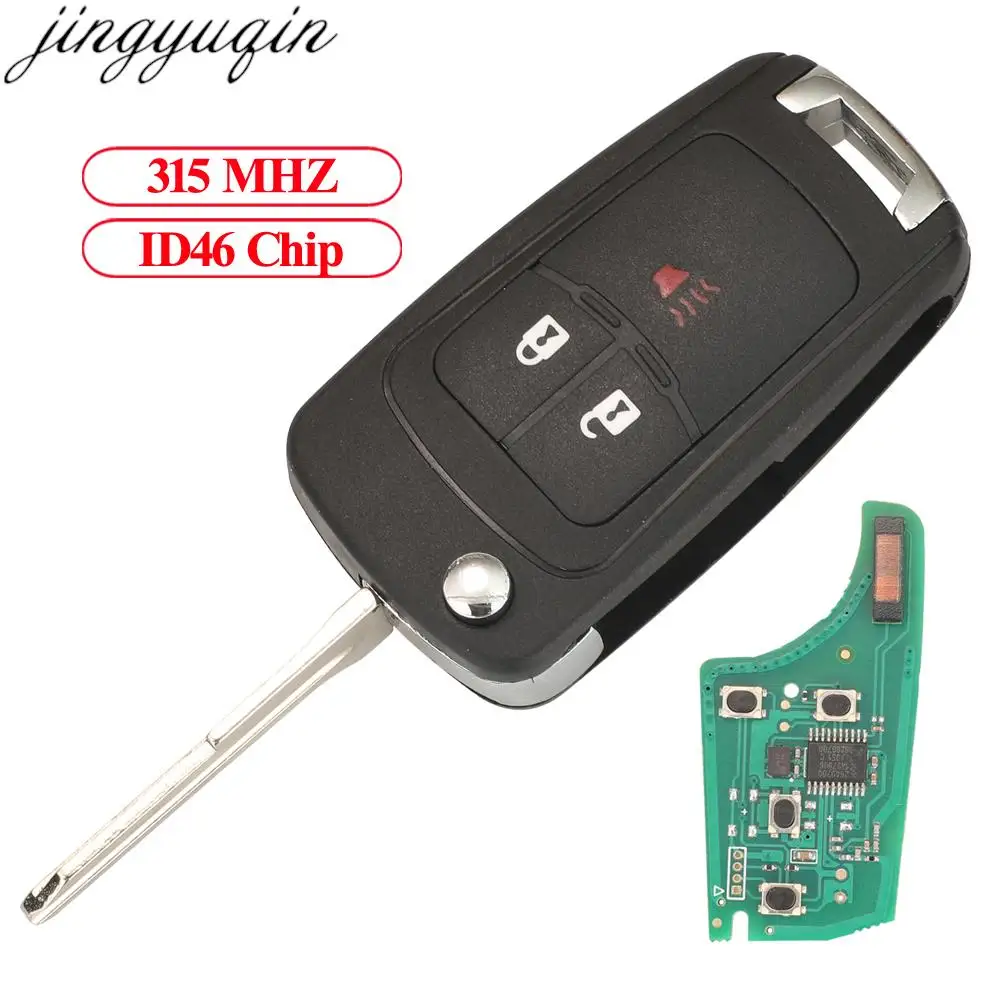 Jingyuqin 2+1 Buttons Flip Remote Car Key Alarm 315MHz ID46 For Chevrolet Spark 2013 2014 2015 2016 Cruze Folding Replacement