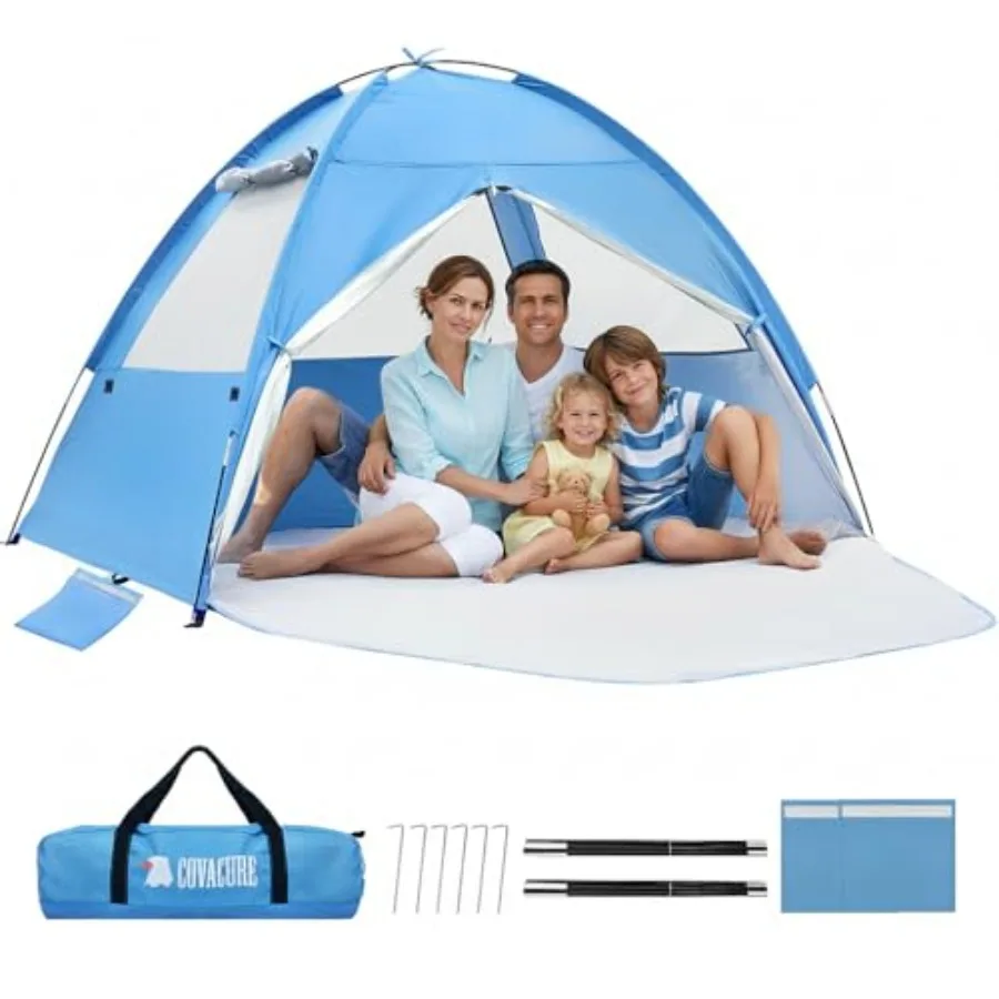 

2026 New Upgraded Beach Tent Sun Shelter for 3-4 Person - UPF 50+ UV Protection Beach Shade, Waterproof and Lightweight, Easy S