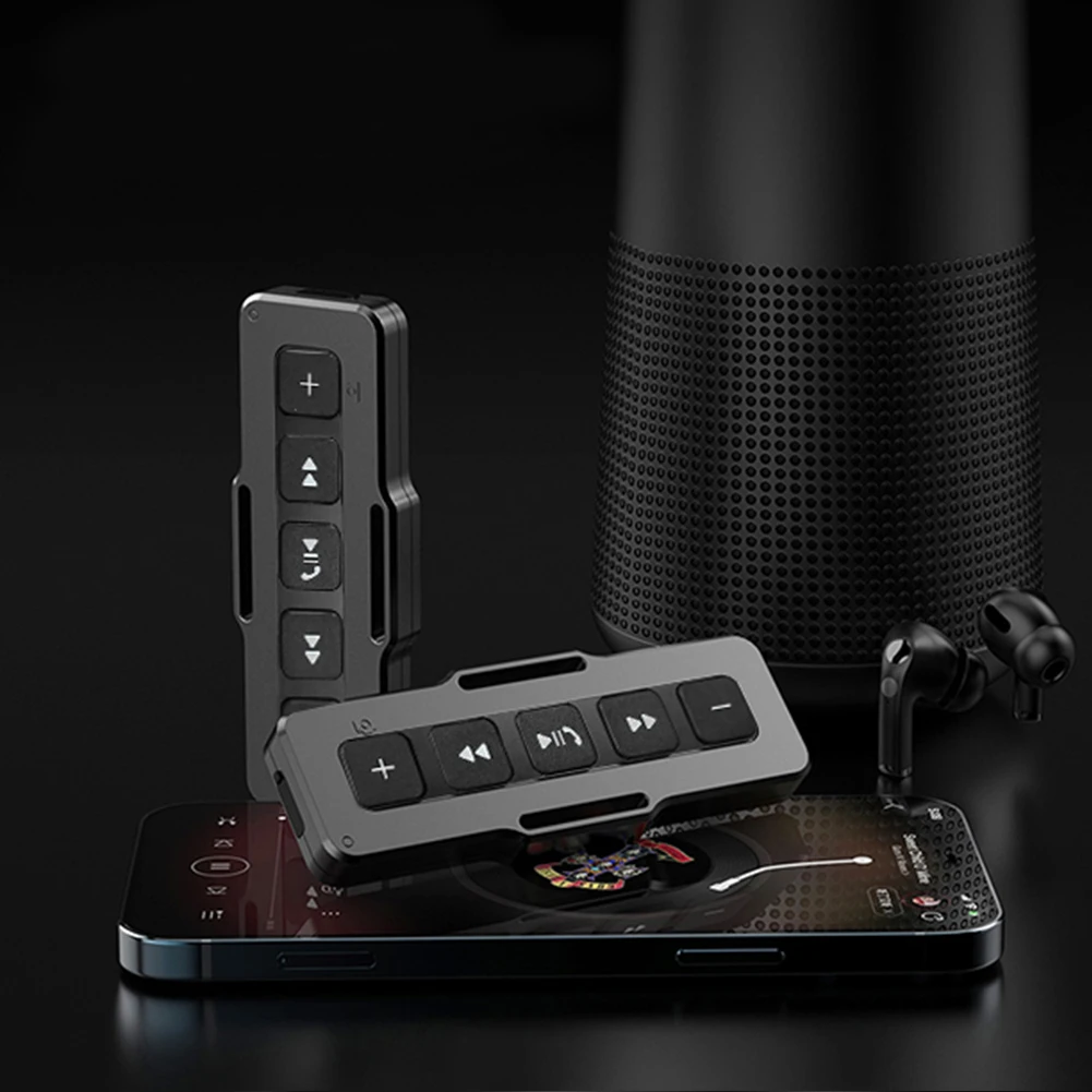Controlador de mídia para guidão de motocicleta/bicicleta, compatível com bluetooth 5.0, 5 teclas, botão de mídia sem fio, à prova d'água, carro, dvd, reprodutor de música