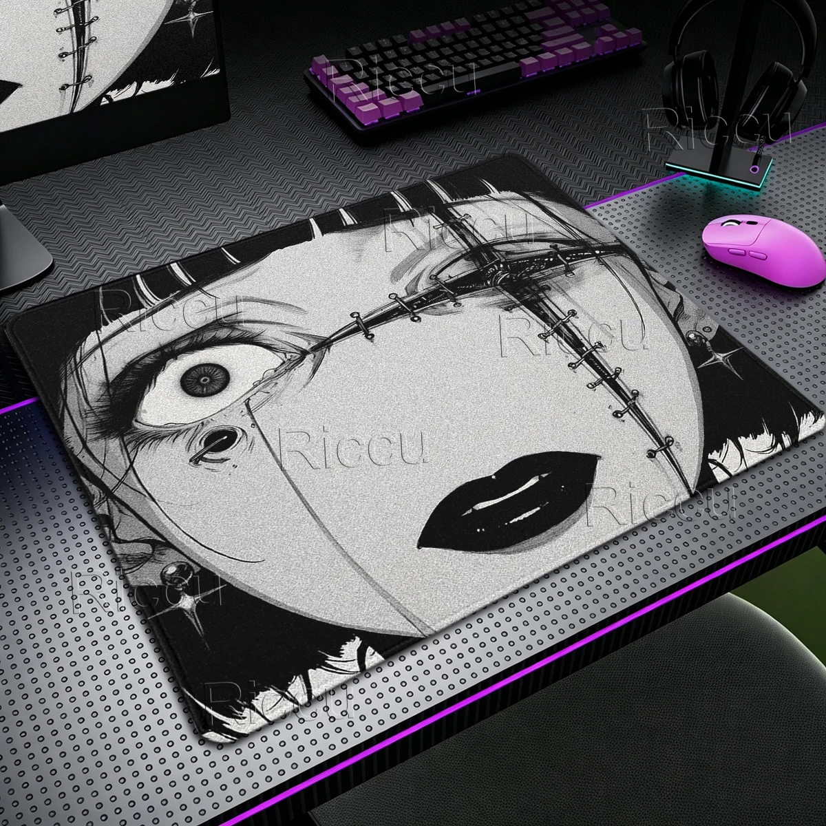 Black and White Mouse Pad Gami - Gaming Accessories White 评论和价格