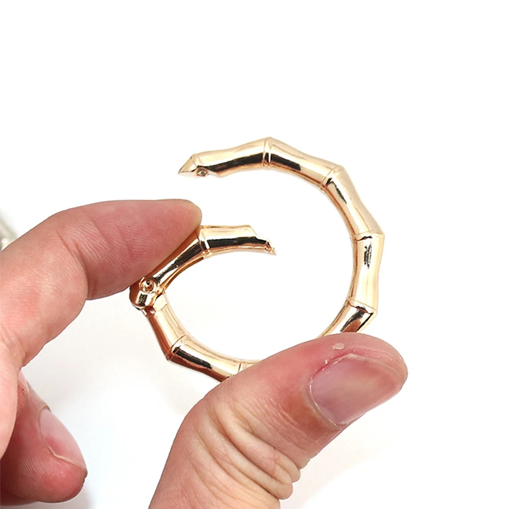 10Pcs Bamboo Joint Ring Metal Spring Clasps Openable Carabiner Keychain Bag Clips Hook Chain Buckles Connector For DIY Jewelry