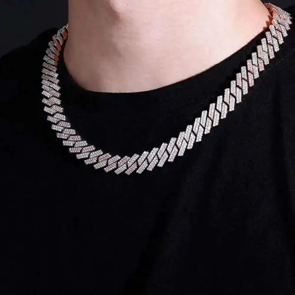 

Hip Hop Fine Jewelry Trendy Necklace Gia Certificate Vvs Vs Moissanite Cuban Link Chain 925 Sterling Silver Diamond Necklace