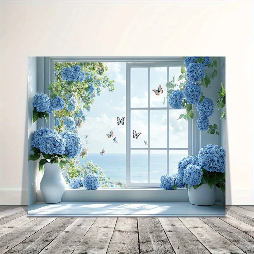 

1.5-inch thickness Interior Art Deco mural home decor, enchanting blue daffodil canvas wall art