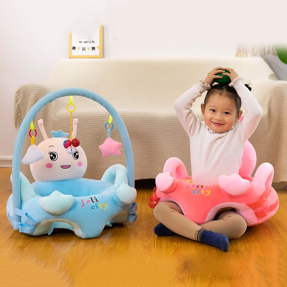 Baby Puffs Sofa Baby Rest Chair no Filler Support Seat Case Cartoon Animal Plush Learning To Sit Feeding Chair with Rod Nest