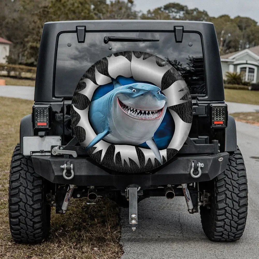 Funny Shark Spare Tire Cover Without Camera Hole Shark Crack Halloween Gift