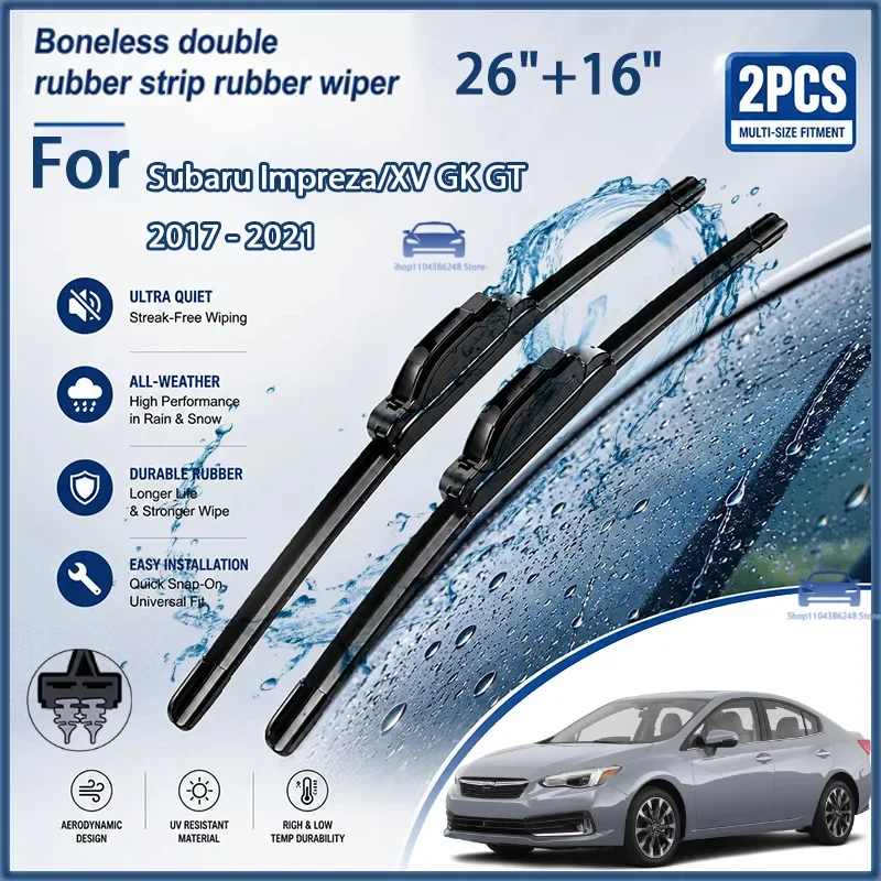 

All Season Front Windshield Wiper Blades For Subaru Impreza XV GK GT 2017-2021 26"+16" Auto Replacement Blades