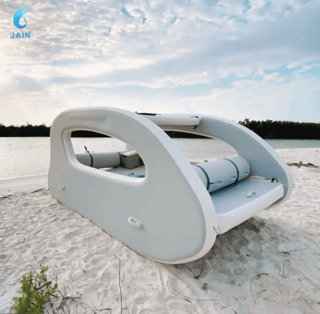 Electric Inflatable boat, River Rafting, Electric Solar Powered Boats, DWF Inflatable Floating House Boat for Wa