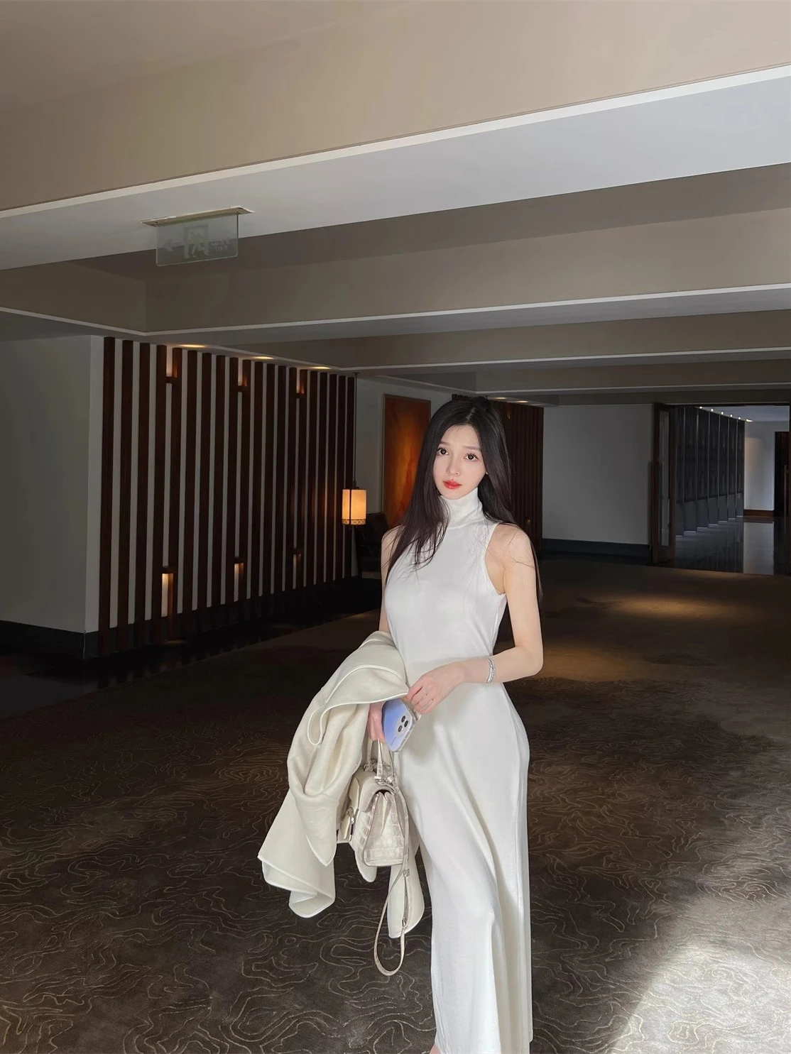 

Lambswool Knitted awl Collar Cape Coat Button Long Dr Svel High Collar Winter Faion Women's Woolen Outerwear