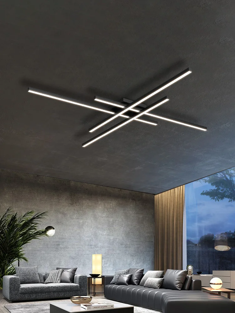 Black Chandelier Master Bedroom Lamps Living Room Lamp LED Ceiling Lamp Energy Saving Light Creative Guest Bedroom Strip Lights