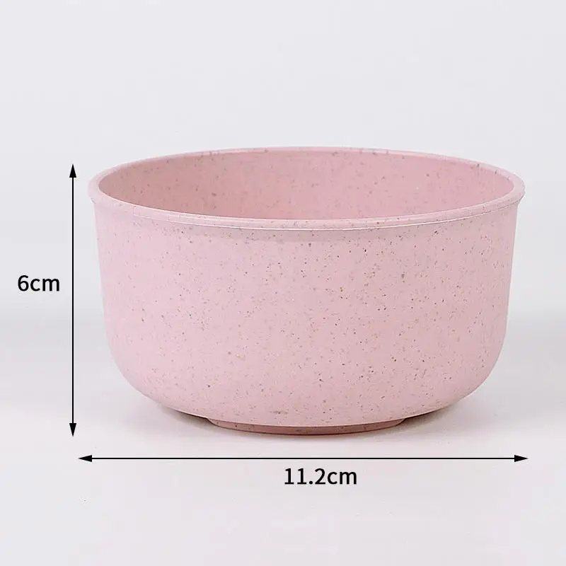 Solid Color Wheat Straw Bowl Fruit Vegetable Dessert Rice Bowl Lightweight Food Bowls Household Kitchen Dining Tableware
