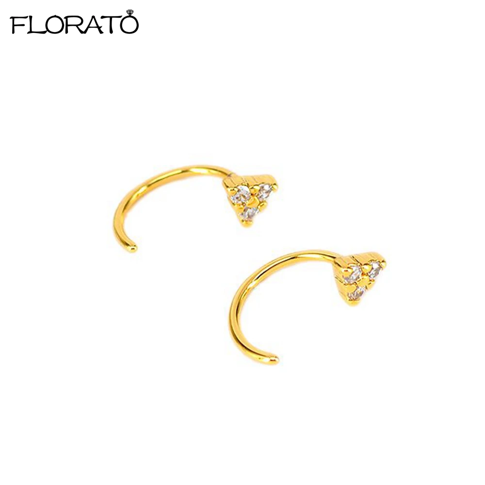 

925 Sterling Silver Ear Needle Triangle Crystal Ear Clip Ladies Zircon Earrings Simple Fashion Jewelry Birthday Party Gifts