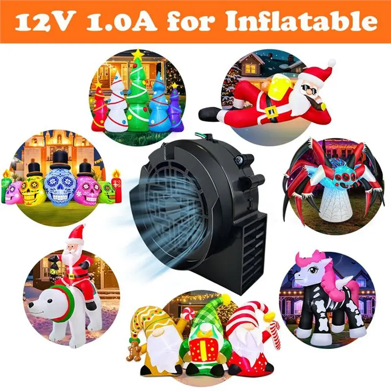ABYP استبدال مروحة قابلة للنفخ 12 فولت 1.2 أمبير، مروحة منفاخ هواء صغيرة مع محول 12 فولت 1.5 أمبير و3 مصابيح LED للفناء الخارجي قابس الولايات المتحدة #4