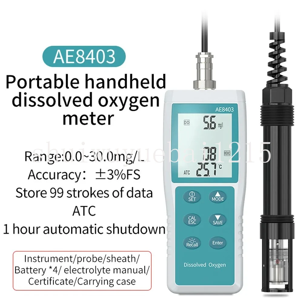 Digital Portable dissolved oxygen meter AE8403 Aquaculture oxygen meter range 0.0~30.0mg/L