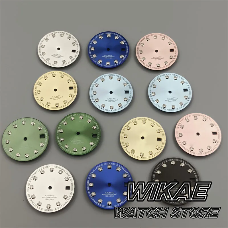 

29 мм NH35 циферблат с солнечными лучами, черный, розовый, золотой, синий циферблат, алмазные метки времени, подходят для NH35/NH36, аксессуары для часов, ремонт деталей часов