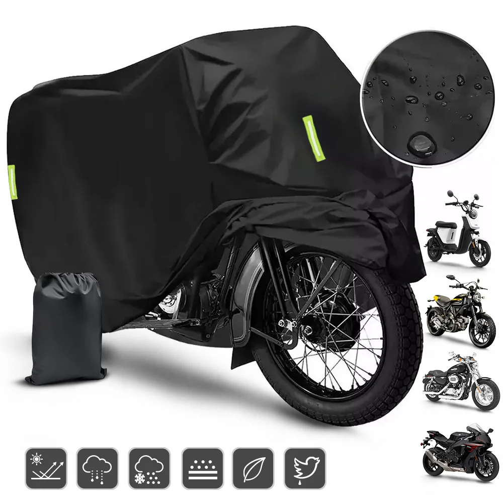 Motorcycle Cover XXL 4XL-190T Oxford Cloth All Season Waterproof Sun Dust Protection Universal with Lock-Holes Storage Bag