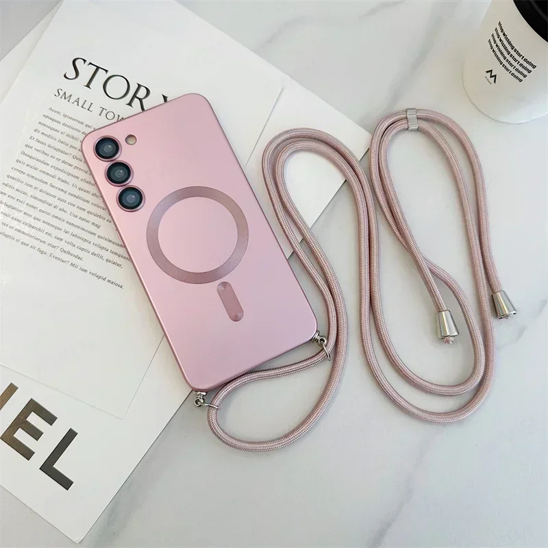 Crossbody Lanyard Magnetische Case Voor Samsung Galaxy S26 S25 Edge S24 S23 S22 Plus Ultra S21 FE Voor Magsafe Siliconen Soft Cover