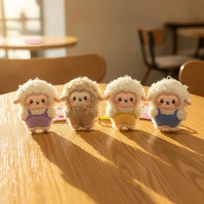 Fluffy Sheep Plush Keychain Soft Furry Curly Ornament 1Pcs Multiple Colors for Handbag Car Key Decor Party Gift
