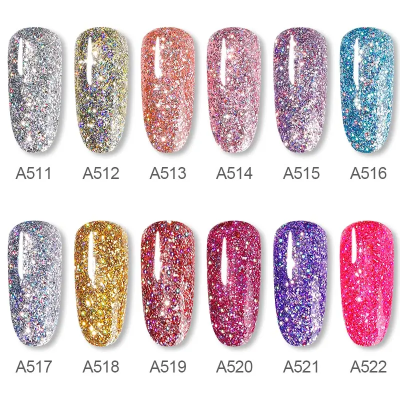 ROSALIND Platinum Glitter Gel Polish Rianbow Nail Art Bright For Diamond Painting Nails Design UV Top Base Primer For Manicure