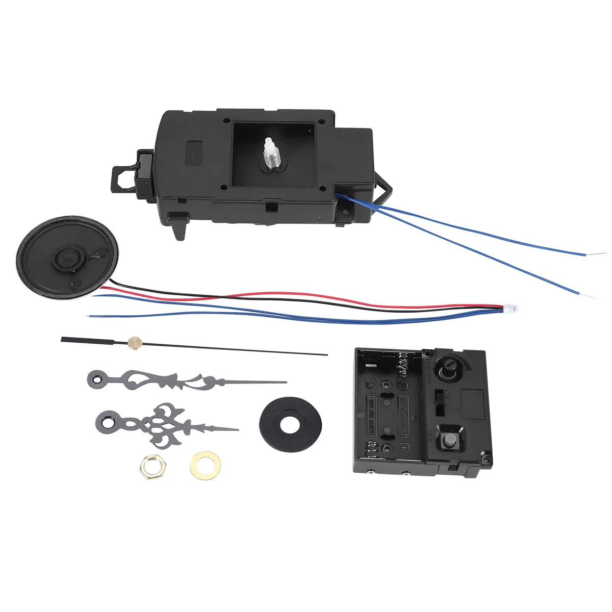 Кварцевый маятниковый механизм часов с черными стрелками, с динамиком музыкальной шкатулки, на батарейках, мелодийный механизм для часов DIY