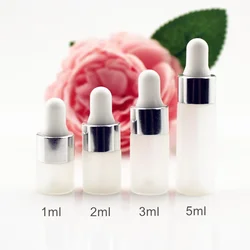 スポイト付きすりガラスボトル,空のエッセンシャルオイルバイアル,1ml, 2ml, 3ml, 5ml, 50個