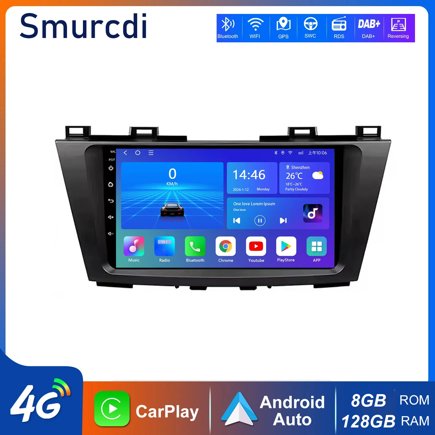 

Android 14 Carplay Auto For Mazda 5 CW 2010 2011 2012 2013 2014 2015 Multimedia Car Radio Navigation Player Video 4G+WIFI BT