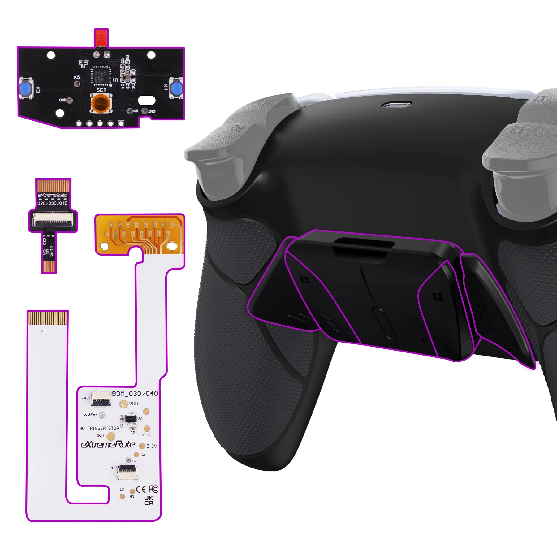 

eXtremeRate Programable RISE4 V4 Remap Kit for ps5 Controller BDM-060, Upgrade Board & Redesigned Back Shell & Buttons