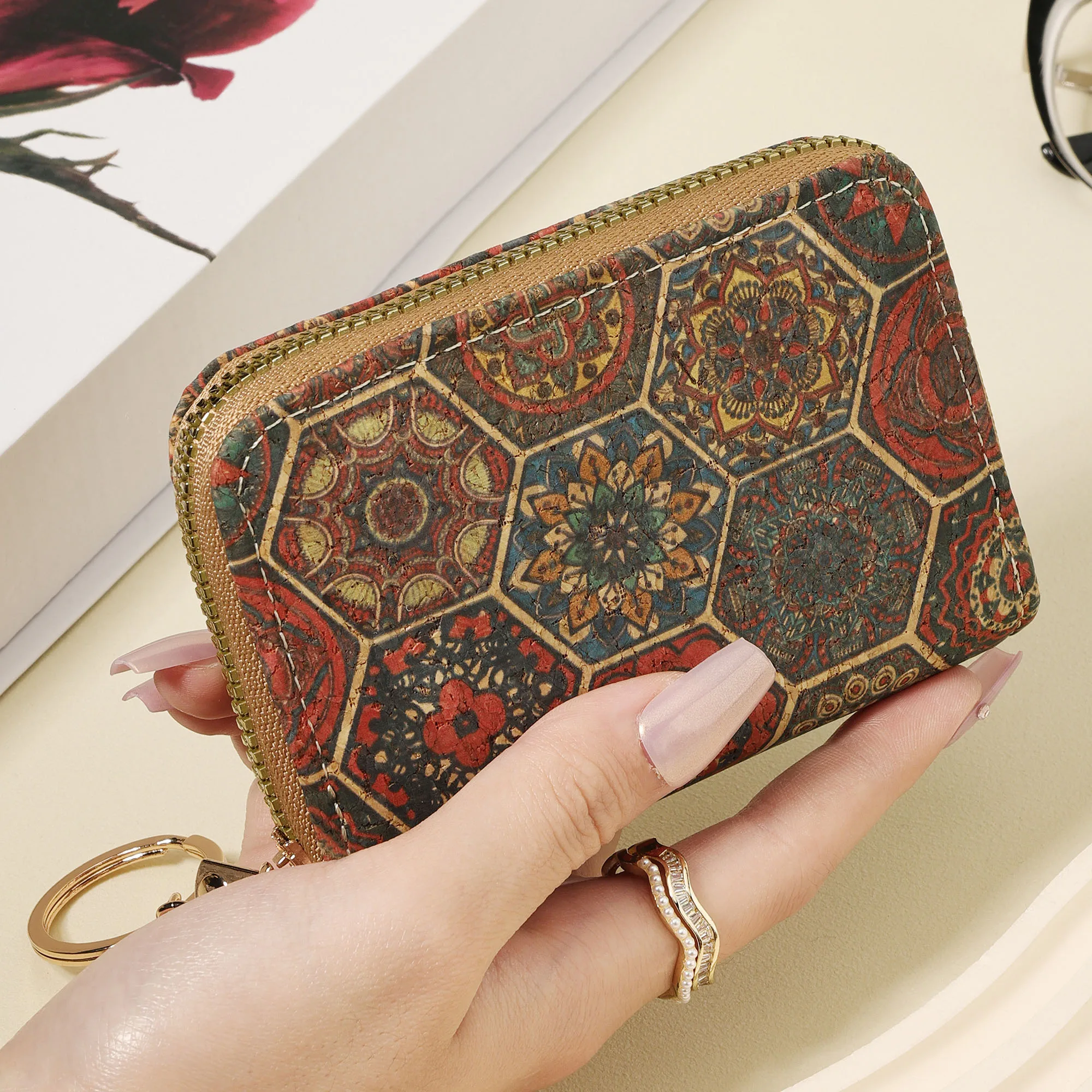 Fashionable credit card storage bag with easy to carry multiple card slots, With a Chain Keychain easy to carry versatile card s