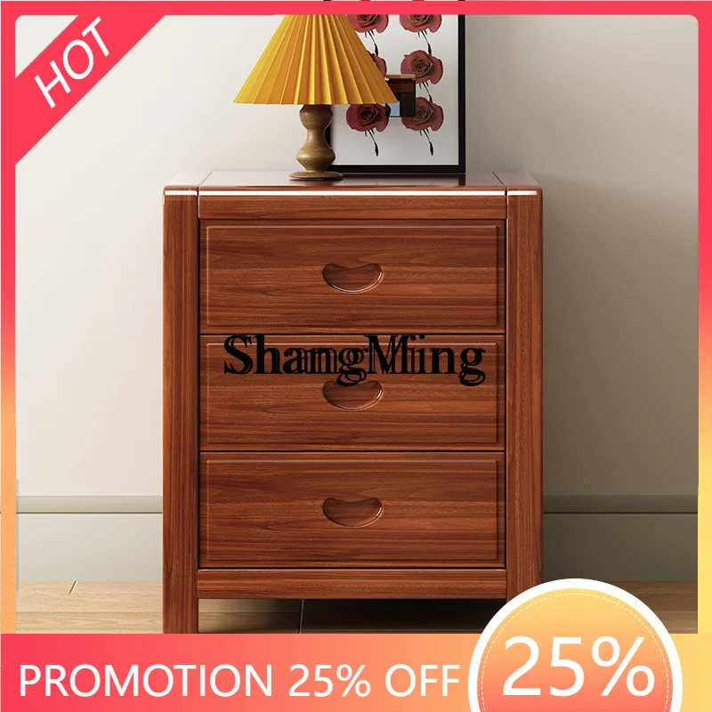 SM wood three-drawer bedside table modern simple bedroom storage cabinet bedside luxury storage cabinet