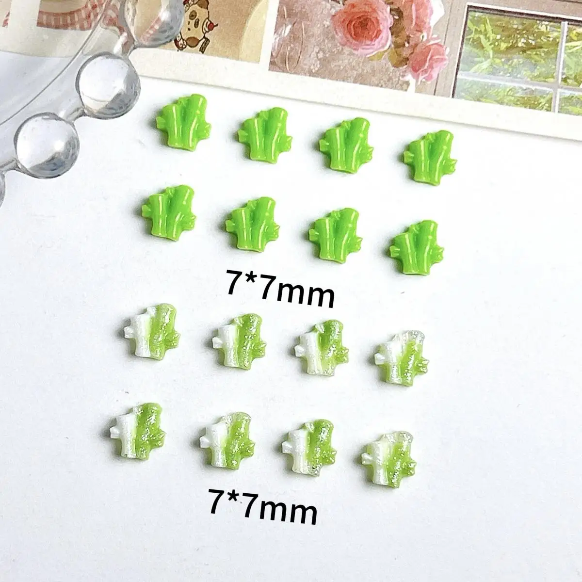 60 قطعة جديد مقلد مضيئة الخيزران الراتنج مسمار السحر الإبداعية رائعتين صغيرة الطازجة الأخضر الخيزران مسمار الفن زينة DIY الأظافر