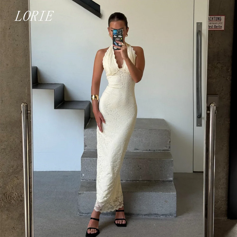 LORIE Luxury Mermaid Civil Wedding Dress Halter Elegant Bridal Dresses Ruffles Lace Engagement Wedding Gown Customized 2026