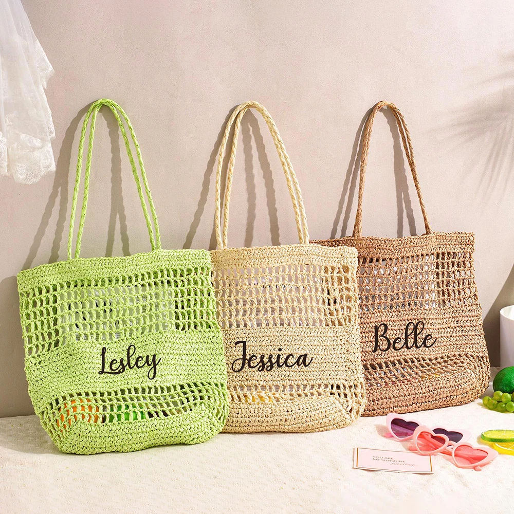 

Custom Beach Straw Bags Bridesmaid Bag Personlized Bridal Shower Bag Wedding Gift Bachelorette Bridesmaid Proposal Tote Bag