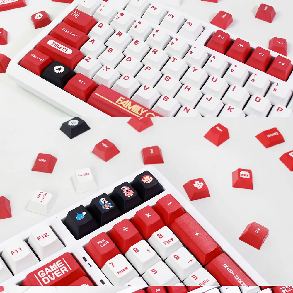 أغطية مفاتيح الألعاب الكلاسيكية 131 مفتاحًا من الكرز PBT ملف تعريف غير لامع 5 جوانب صبغ التسامي أغطية مفاتيح مخصصة للوحة المفاتيح الميكانيكية 61-108 MX