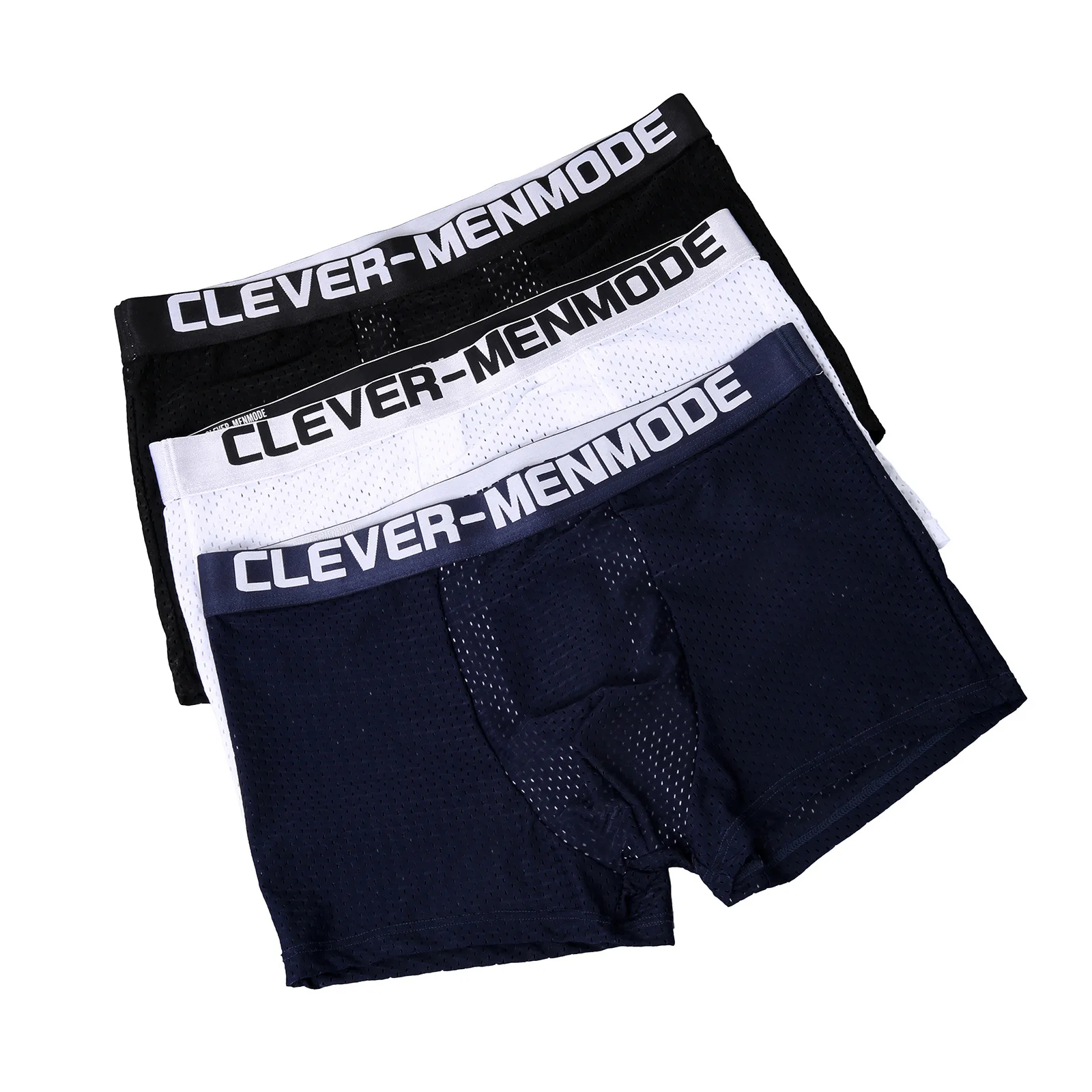 Men's Underwear Summer Breathable Boxer Briefs Mesh Hole Ice Silk Thin Sexy U-Convex Quick-Drying Boxer Briefs