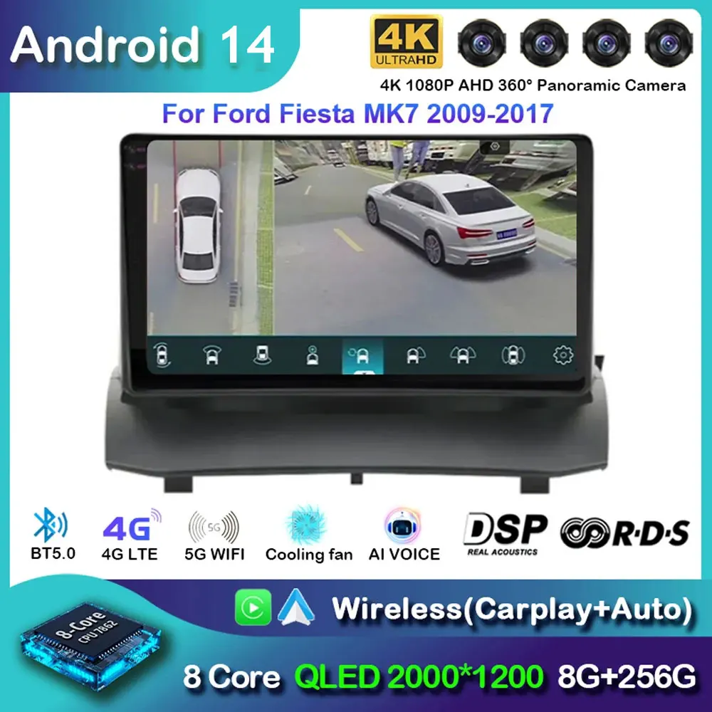 

Android 14 For Ford Fiesta MK7 2009 -2017 Car Radio Multimedia Player Navigation Wireless Video Carplay Auto 5G WIFI No 2DIN DVD