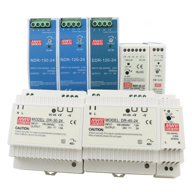MDR-10-24/12 السكك الحديدية نوع 10 واط التبديل إمدادات الطاقة 5V12V15V24V قوة صغيرة رقيقة البلاستيك قذيفة